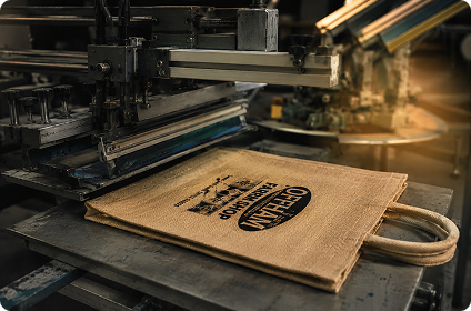 Screen printing on a jute bag